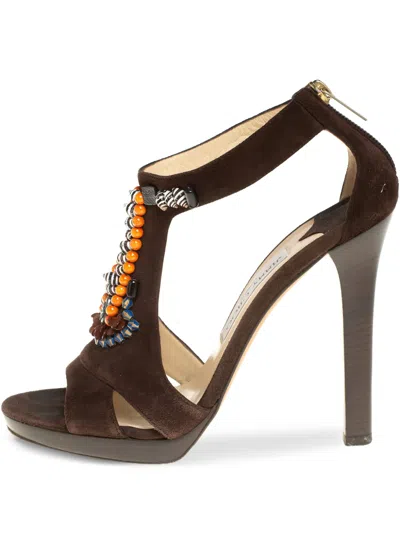 Pre-owned Jimmy Choo 120mm Beaded T-strap High-heel Sandals