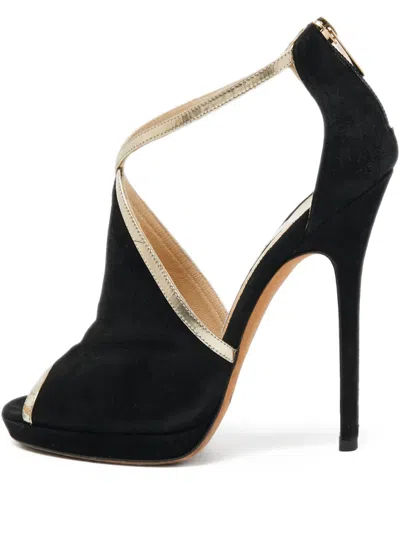 Pre-owned Jimmy Choo 120mm Fey Cross-strap Suede Sandals