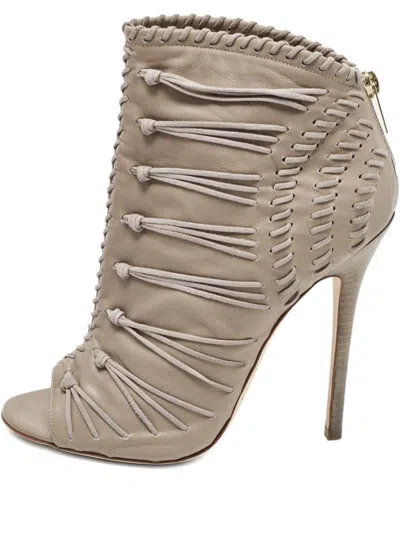 Pre-owned Jimmy Choo 120mm Gana Boots In Gray