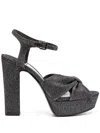 Jimmy Choo Heloise Glitter Knot Platform Sandals In Black