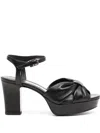 Jimmy Choo Heloise Leather Knot Platform Sandals In Black