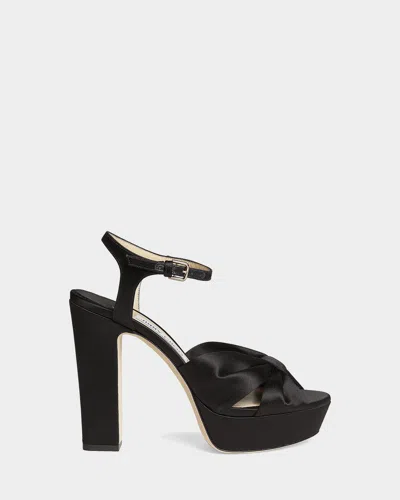 Jimmy Choo 120mm Heloise Satin Platform Sandals In Black