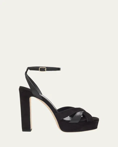 Jimmy Choo 120mm Kove Mixed Leather Platform Sandals In Black