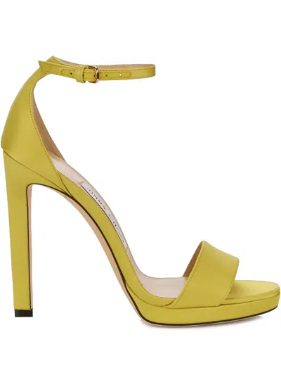 Jimmy Choo 120mm Misty Satin Sandals In Yellow