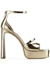 Jimmy Choo Claressa 125 Metallic Leather Sandals In Gold