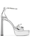 Jimmy Choo Claressa 125 Metallic Leather Platform Sandals In Silver