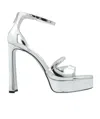 Jimmy Choo Claressa 125 Metallic Leather Platform Sandals In White