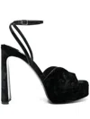 Jimmy Choo Karli 125 Velvet Platform Sandals In Black