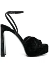 Jimmy Choo Karli 125 Velvet Platform Sandals In 黑色