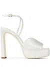 Jimmy Choo Karli Satin Crystal Ankle-strap Platform Sandals In Neutrals
