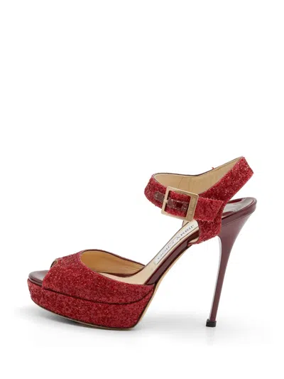 Pre-owned Jimmy Choo 125mm Linda Heeled Sandals In Red