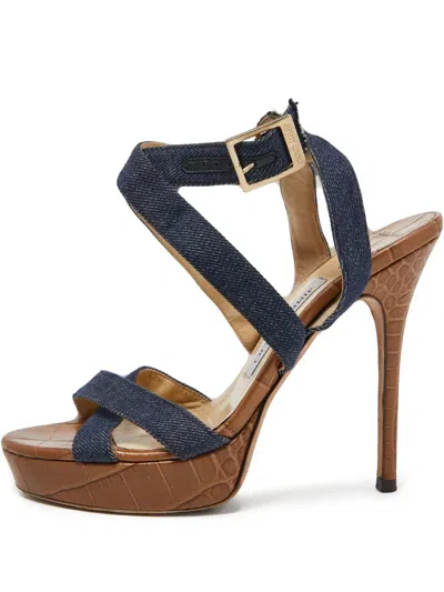 Pre-owned Jimmy Choo 130mm Denim Sandals