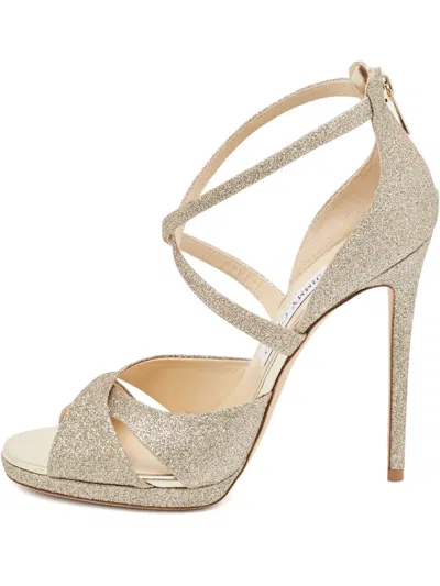 Pre-owned Jimmy Choo 130mm Glitter Cross-strap Sandals
