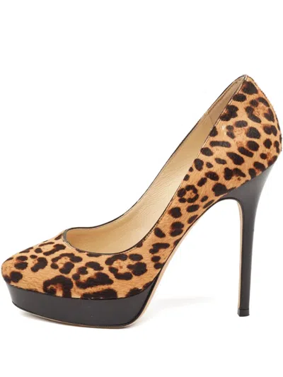 Pre-owned Jimmy Choo 130mm Leather Heeled Pumps In Brown