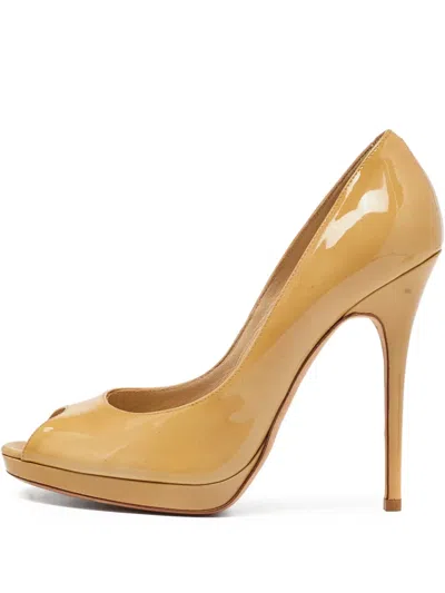 Pre-owned Jimmy Choo 130mm Peep-toe Patent Pumps