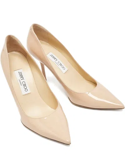 Pre-owned Jimmy Choo 130mm Romy Leather Heeled Pumps In Neutral