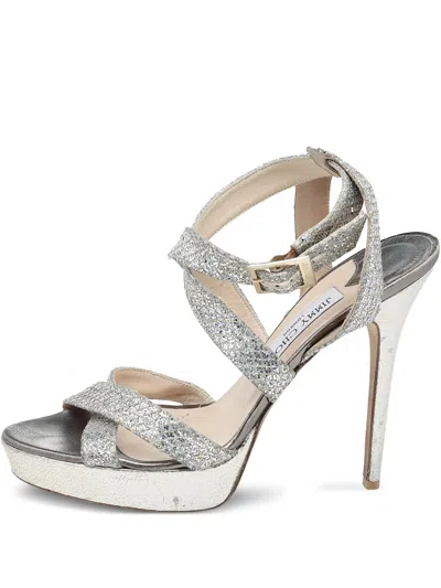 Pre-owned Jimmy Choo 135mm Metallic Strappy Sandals