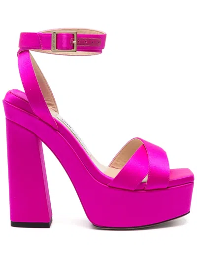 Pre-owned Jimmy Choo 140mm Gaia Sandals In Pink