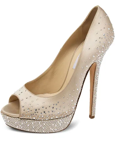 Pre-owned Jimmy Choo 150mm Sugar Satin Peep-toe Pumps
