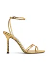 Jimmy Choo 1998 Leo 100 Gold Leather Sandals In Gold