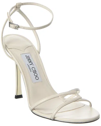 Jimmy Choo 1998 Leo 100 Leather Sandal In White
