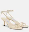 Jimmy Choo Snake-embossed 1998 Leo Metallic Leather Ankle-strap Sandals In Neutral