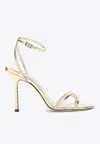 Jimmy Choo 1998 Leo 100 Metallic Leather Sandals In Gold