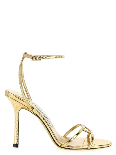 JIMMY CHOO 1998 LEO 100 SANDALS GOLD