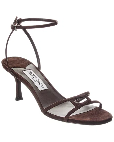 Jimmy Choo 1998 Leo 65 Suede Sandal In Brown