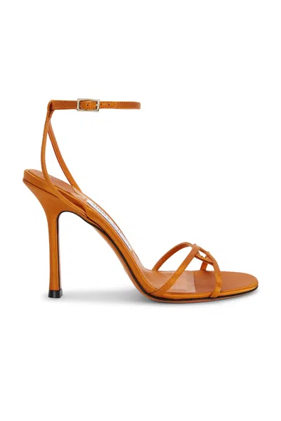Jimmy Choo 1998 Leo Satin 100 Sandal In Orange