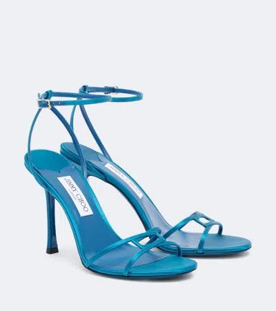 Jimmy Choo 1998 Leo 100 Satin Heeled Sandals In Animal Print