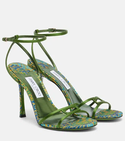 Jimmy Choo 1998 Leo Satin Sandals In Green