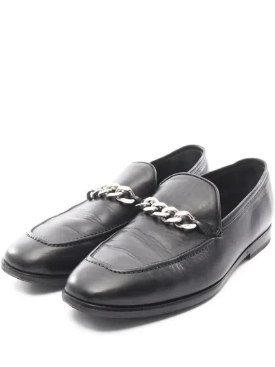 Pre-owned Jimmy Choo 2000s Chain Leather Loafers In Black