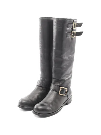 Pre-owned Jimmy Choo 2000s Engineer Leather Boots In Black