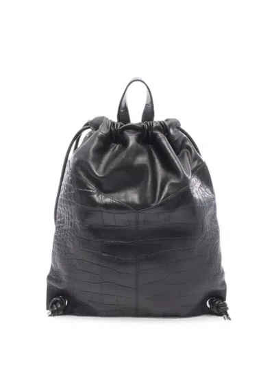 Pre-owned Jimmy Choo 2000s Marlon Crocodile-effect Backpack In Black