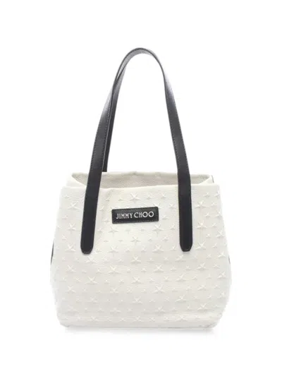 Pre-owned Jimmy Choo 2000s Sofia Star-embossed Tote Bag In White