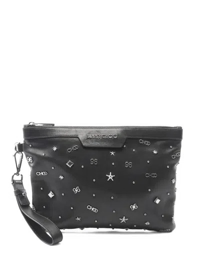 Pre-owned Jimmy Choo 2000s Studded Leather Clutch Bag In Black