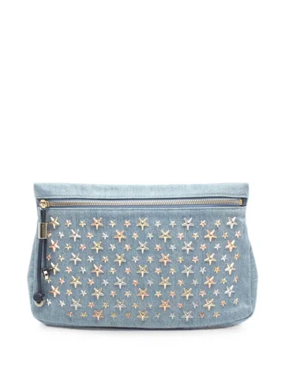 Pre-owned Jimmy Choo 2000s Zena Star-stud Clutch Bag In Blue
