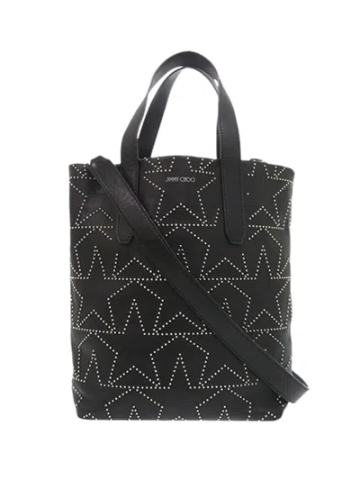 Pre-owned Jimmy Choo 2010-2026 Leather Star Studded Sofia Tote Satchel In Black