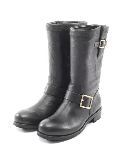Pre-owned Jimmy Choo 2010s Buckle Leather Boots In Black
