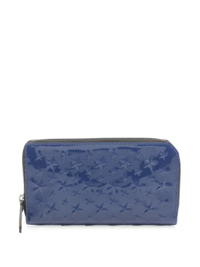 Pre-owned Jimmy Choo 2010s Carnaby Star-embossed Wallet In Blue