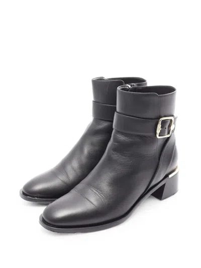 Pre-owned Jimmy Choo 2010s Clarice Buckled Ankle Boots In Black