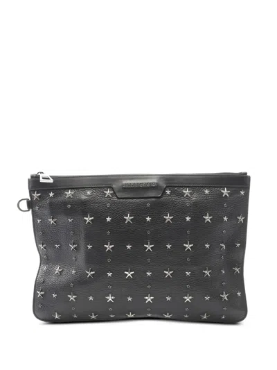 Pre-owned Jimmy Choo 2010s Derek Star Studs Leather Clutch Bag In Black