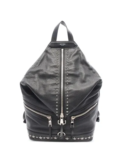 Pre-owned Jimmy Choo 2010s Fitzroy Star Studs Leather Backpack In Black