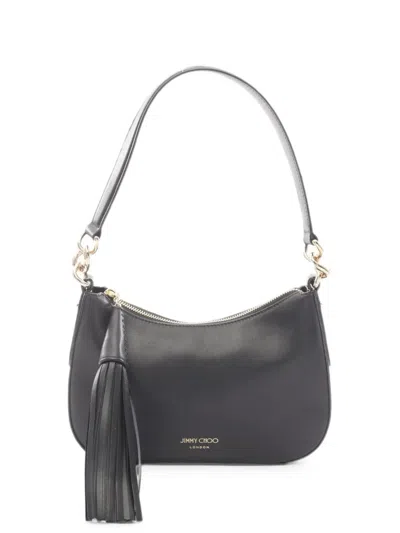 Pre-owned Jimmy Choo 2010s Leather Tassel Shoulder Bag In Black