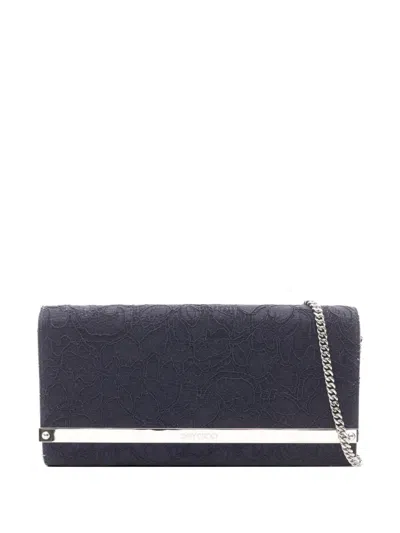 Pre-owned Jimmy Choo 2010s Milla Lace Chain Wallet In Blue