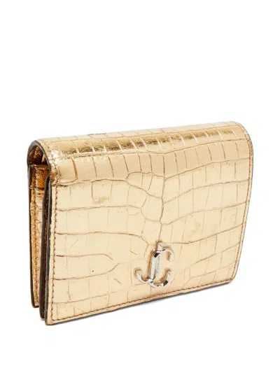 Pre-owned Jimmy Choo 2020 Crocodile-embossed Wallet In Gold