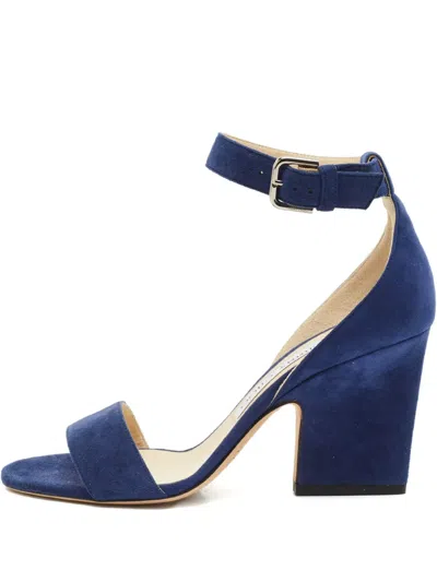 Pre-owned Jimmy Choo 2024 100mm Suede Sandals In Blue