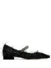 Jimmy Choo Bing Feather-embellished Ballet Flats In Black