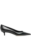 Jimmy Choo Pointed Toe Leather Kitten Heel Pumps In Black